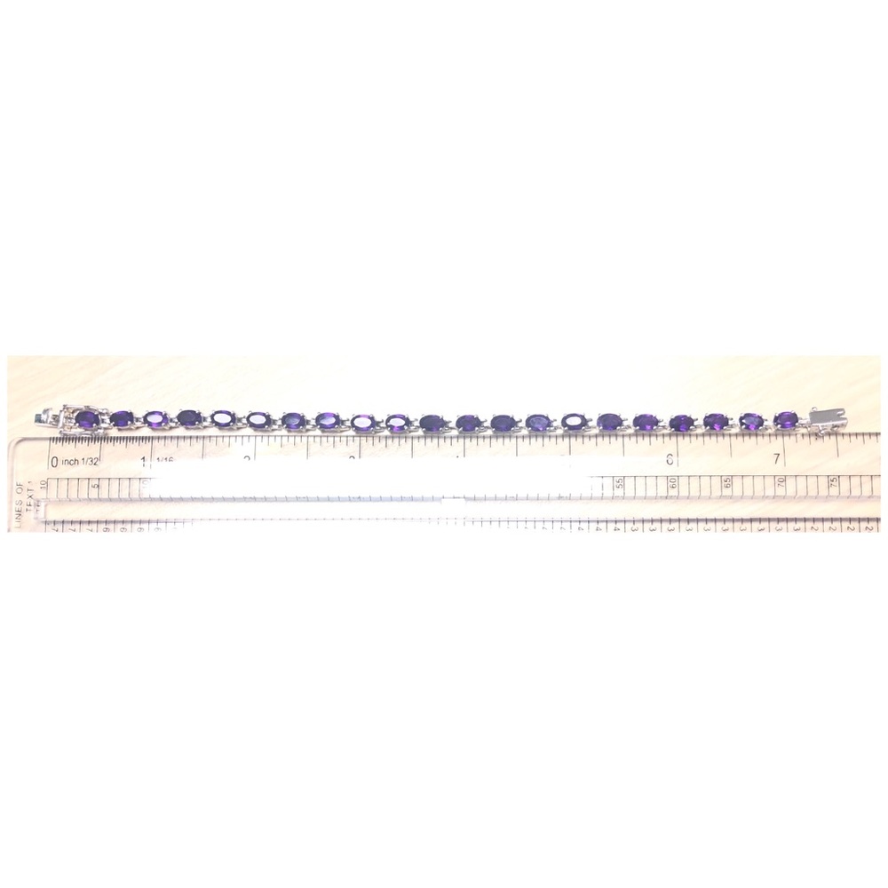 925 Silver and purple gemstone tennis bracelet - Picture 5 of 6